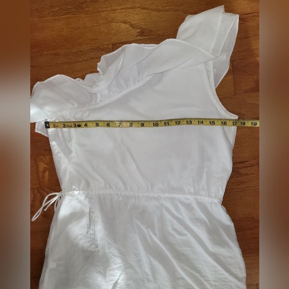 Banana Republic White One Shoulder Ruffle Top, Drawstring Waist, Size XS - Picture 5 of 8